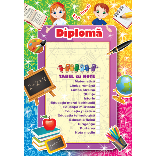Diplomă cu tabel de note
