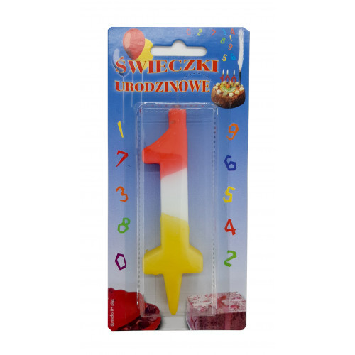 Lumânare cifra 1 Tricolor