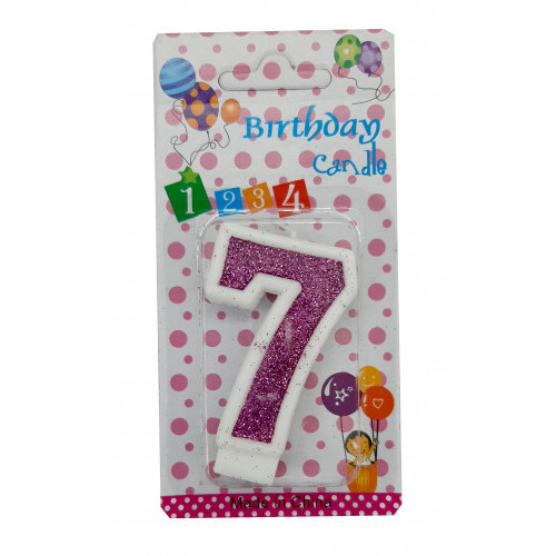 Lumânare cifra 7 Sclipici