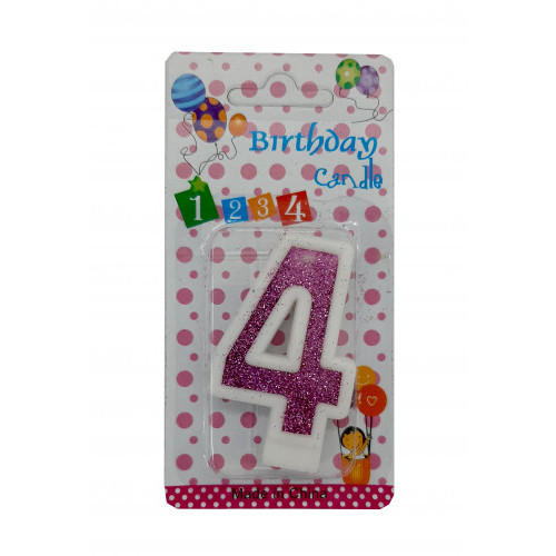 Lumânare cifra 4 Sclipici