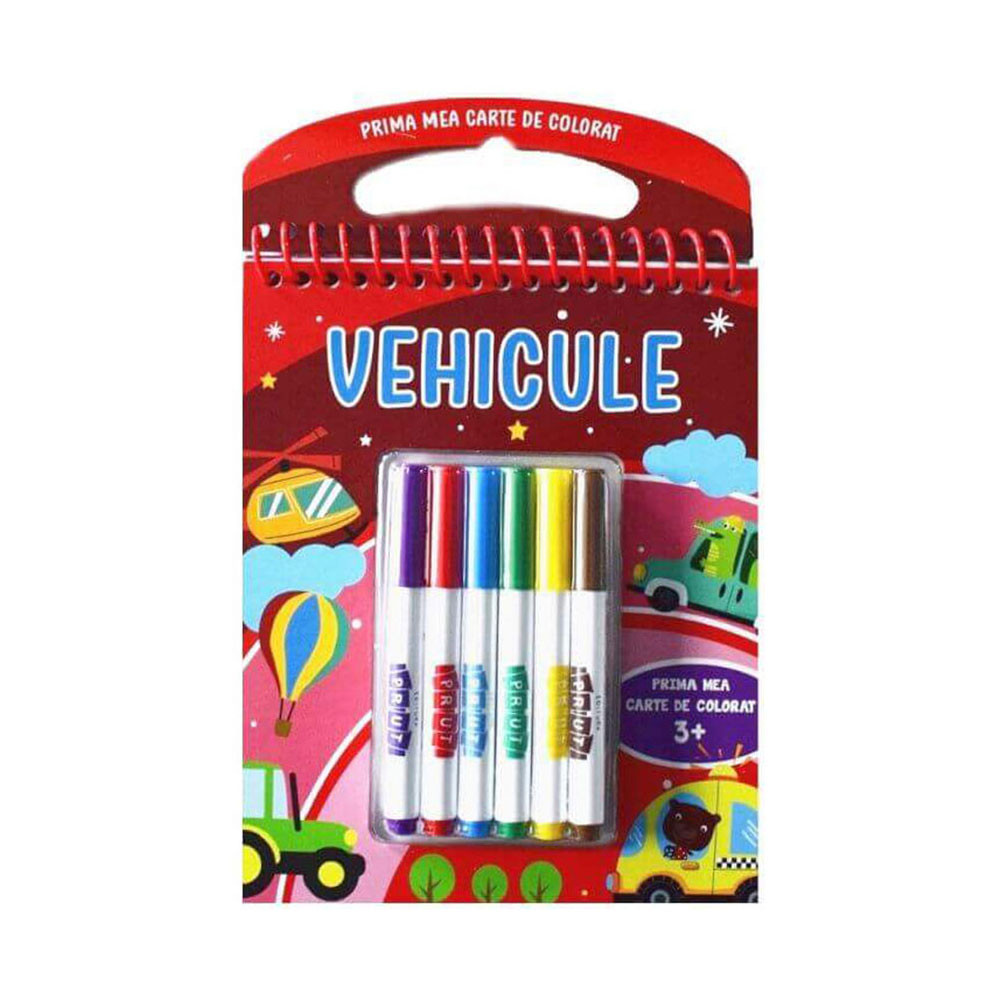 Prima mea carte de colorat. Vehicule + carioci (3+)