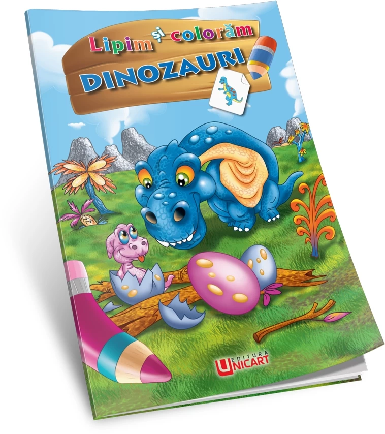 Lipim și colorăm - Dinozauri