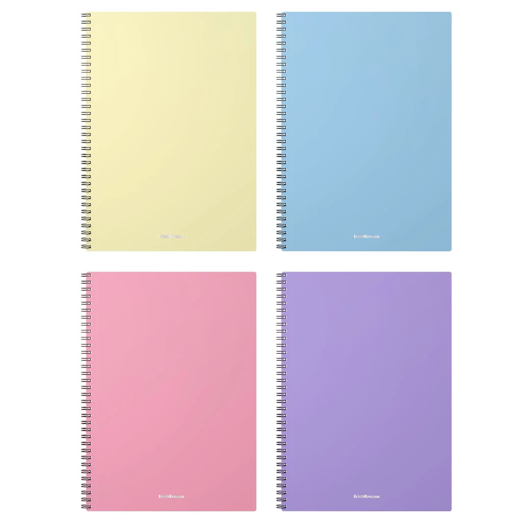 Carnet cu spira ErichKrause, Pastel, asortiment, А5, 80file,mate, cop. plastic