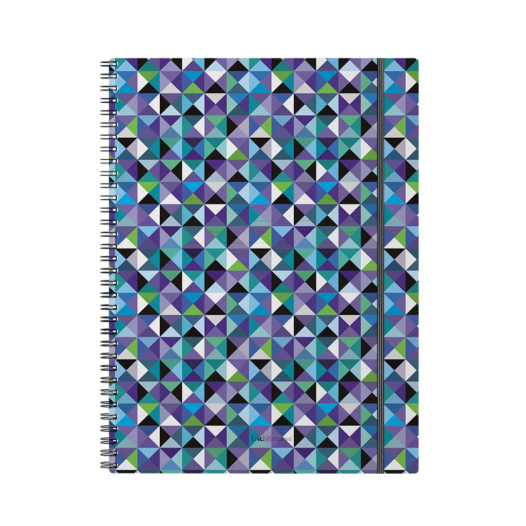 Carnet cu spira ErichKrause® Cubes, А4, 80 file, mate, cu elastic