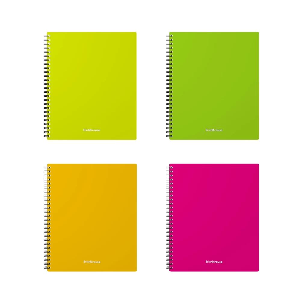 Carnet cu spira ErichKrause® Neon, asortiment, А5+, 60 file, mate, cop. plasatic