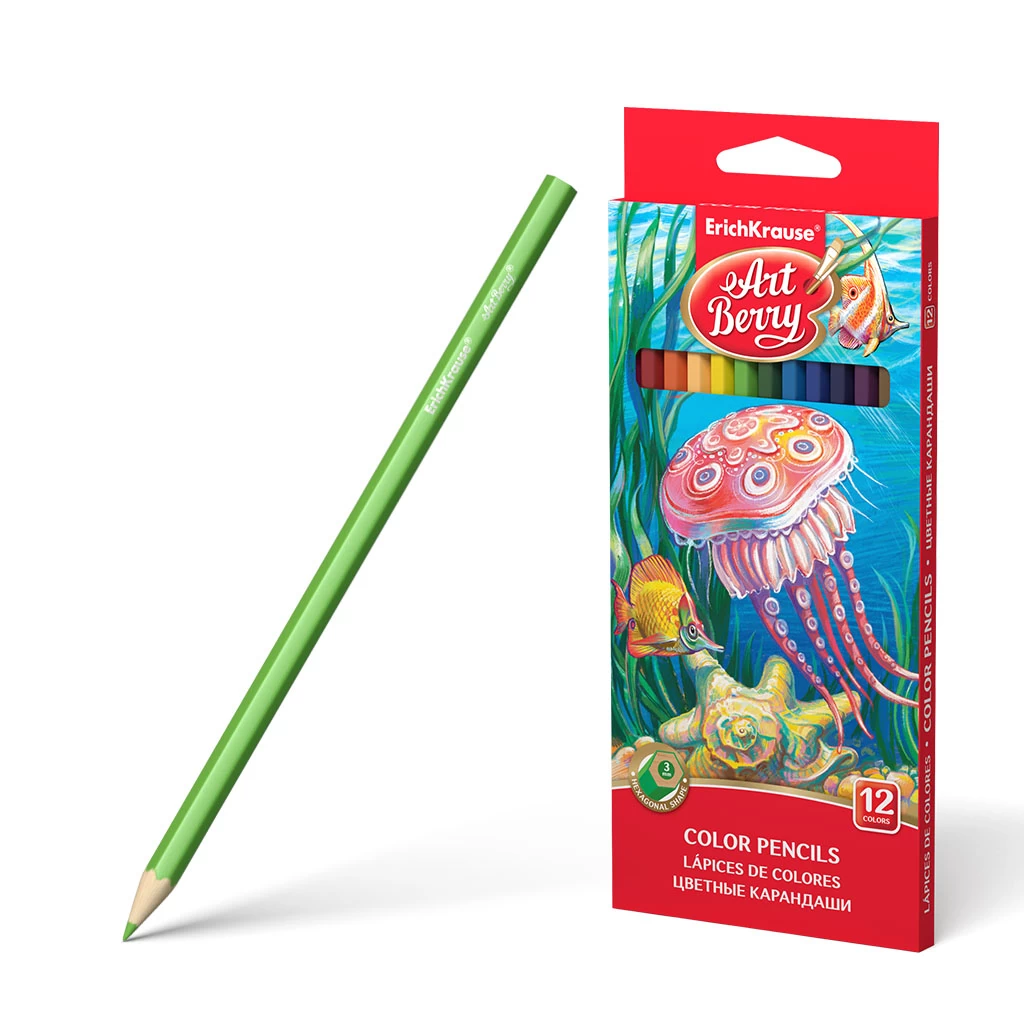 Creioane color hexagonale ArtBerry® 12 culori