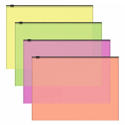 Mapa plastic A4 cu fermoarErichKrause® Fizzy Neon, A4, 140 mcm, semitransparent, asortiment