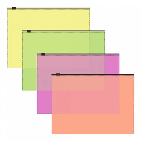 Mapa plastic B5 cu fermoarErichKrause® Fizzy Neon,140 mcm, semitransparent, asortiment