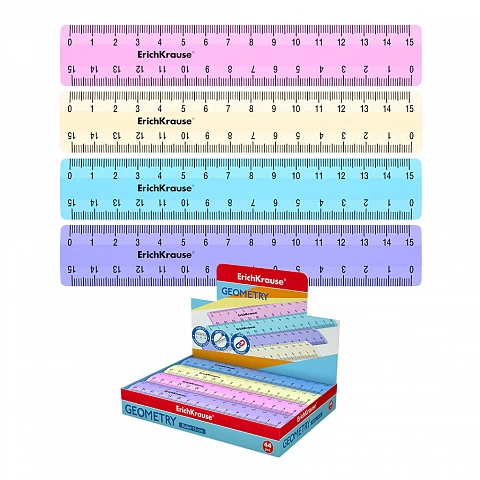 Rigla plastic ErichKrause Pastel, 15cm, asortiment