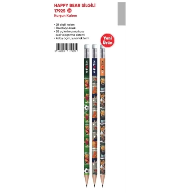 Creion simplu Happy bear cu radiera Fatih