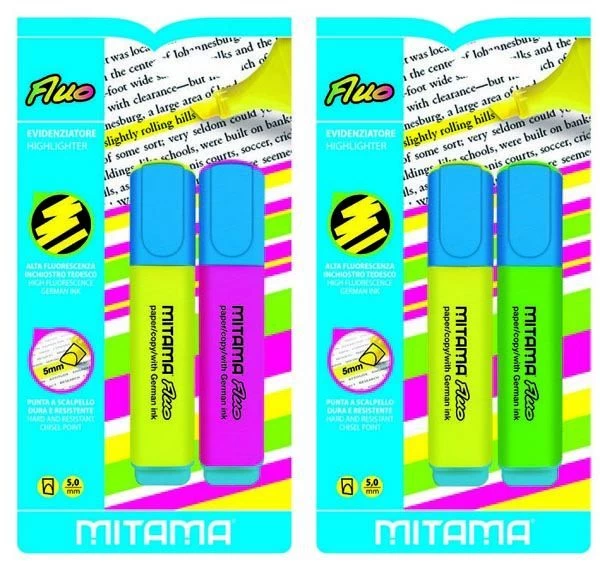 Marker evidentiator Fluo /varf oblic 5.0 mm/set 2 buc