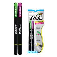 Marker evidentiator Fluo dublu/varf oblic/set 2 buc.div.culori