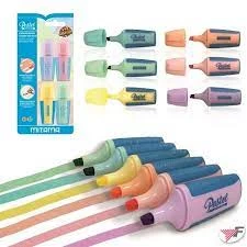 Marker evidentiator Pastel Mini 5.0 mm varf oblic set 6 buc.