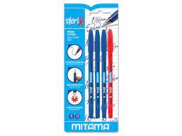 Pix cu bila 1.0 mm set 4 buc.(3 albastre+1 rosu)