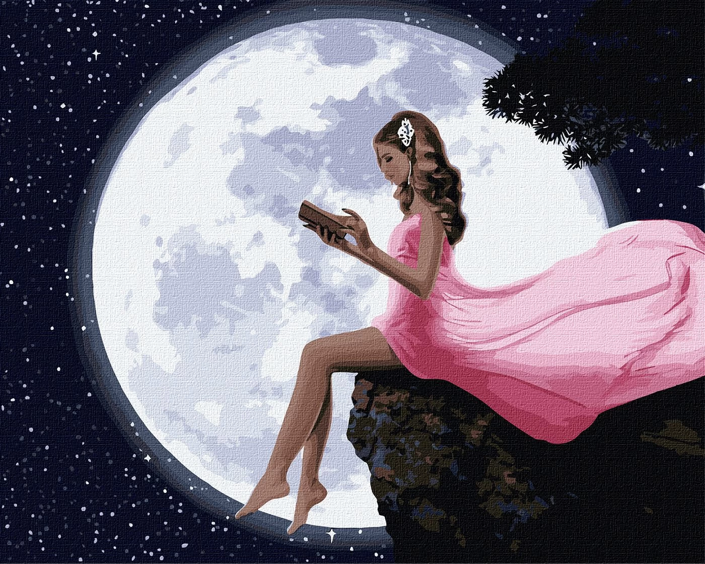 Tablou pe numere "Lectura sub luna" 40x50 cm KHO4787