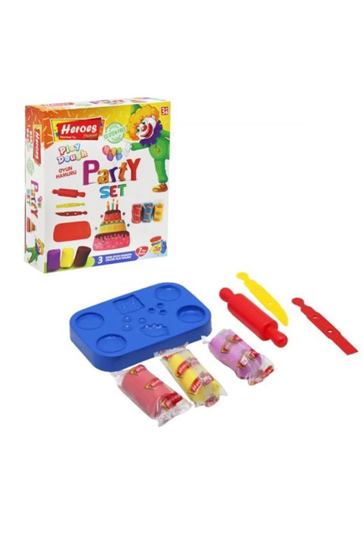 Pasta de modelat set 3 cul+9 forme Party Heroes ERN-590