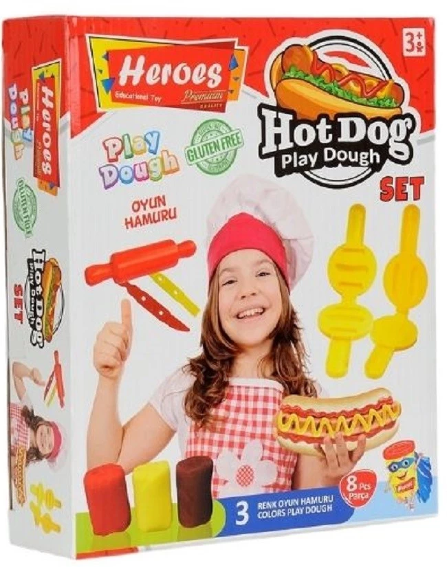 Pasta de modelat set 3 cul+9 formei Hot Dog  Heroes ERN-594