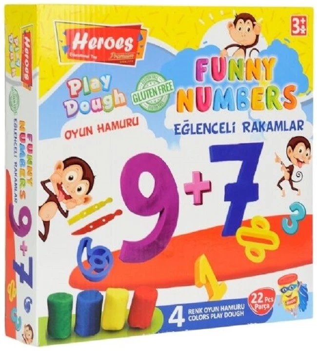 Pasta de modelat set 4 cul+15 forme Numere Heroes ERN-585