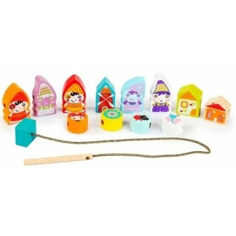 Jucarie din lemn cu pitici si sireturi (13piese)