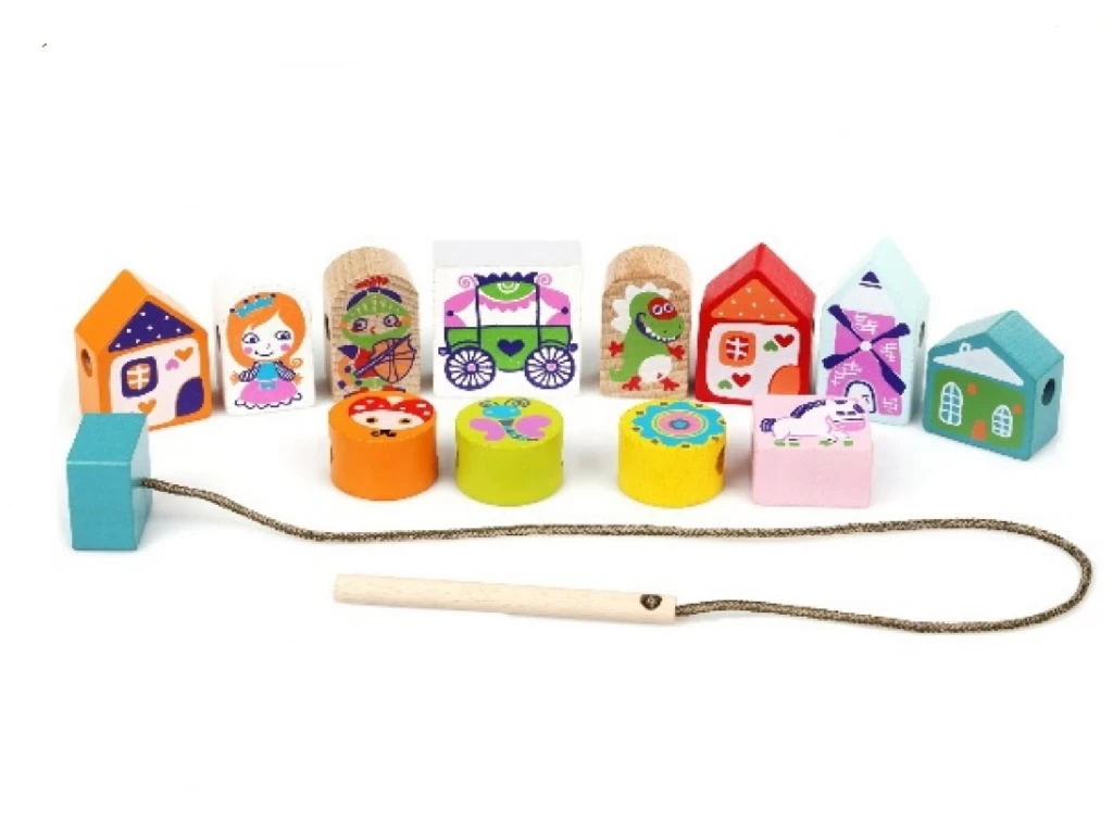 Jucarie din lemn cu sireturi "Poveste"(13piese)