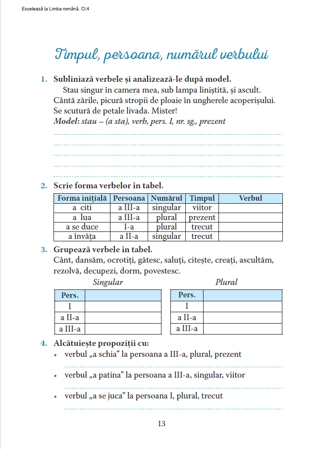 Excelează la limba română clasa a 4-a