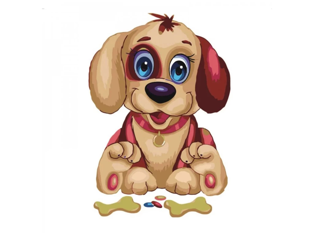 Tablou pe numere 30x30 cm "Cățeluș Vesel"/Strateg ES009