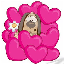 Tablou pe numere 30x30 cm "Catelus cu Inimioare si Flori"/Strateg ES-0866