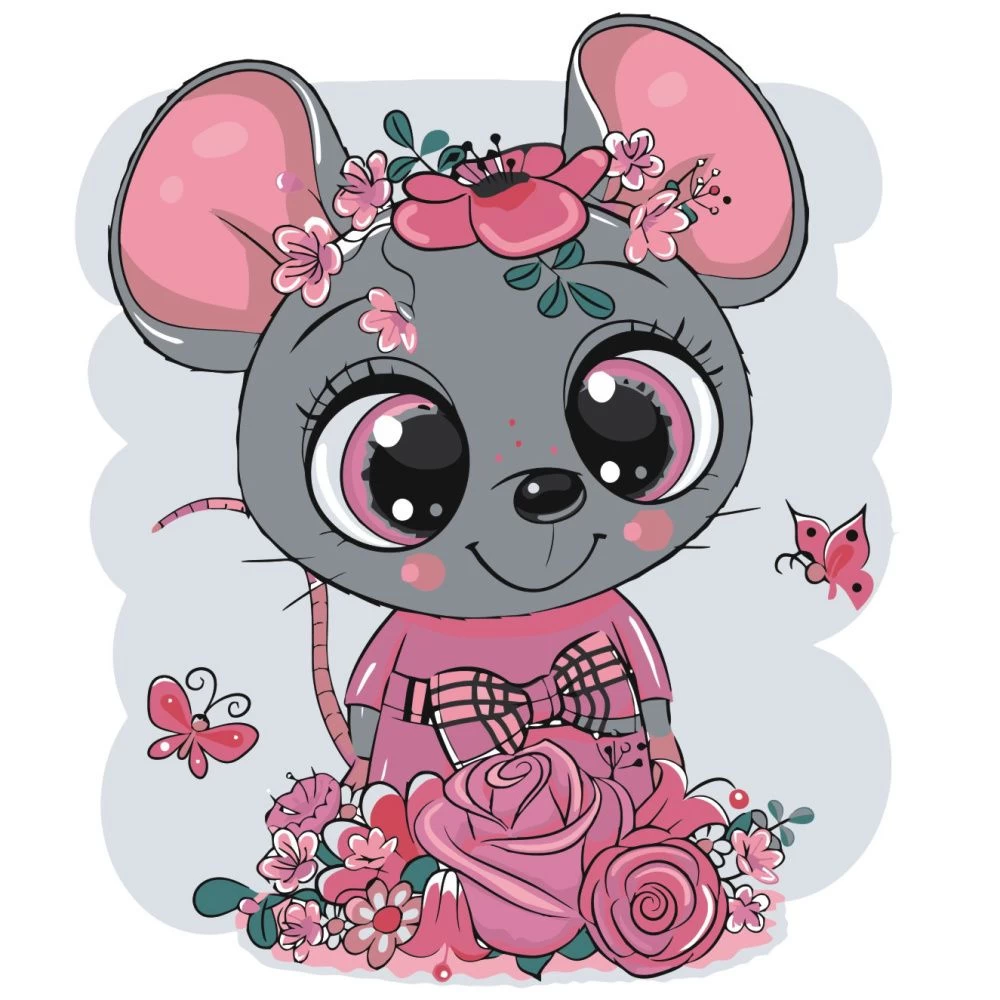 Tablou pe numere 30x30 cm "Cozita in Roz"/Strateg ES101