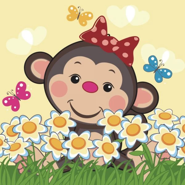 Tablou pe numere 30x30 cm "Maimuțica"