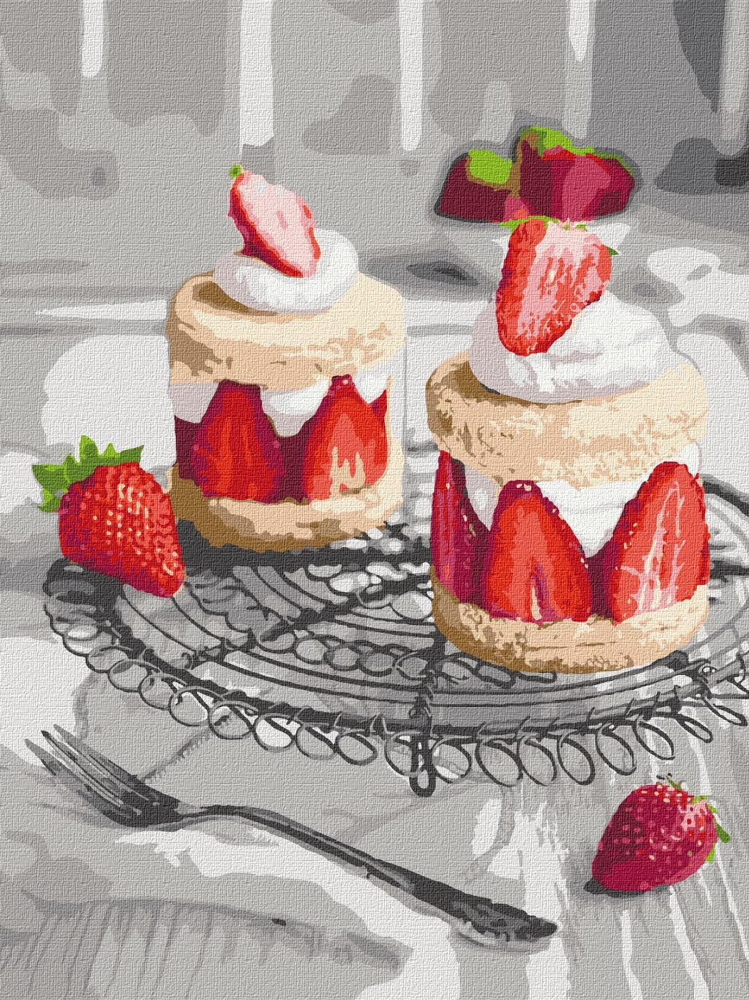 Tablou pe numere „Delicii de capsuni” 30x40cm KHO5605