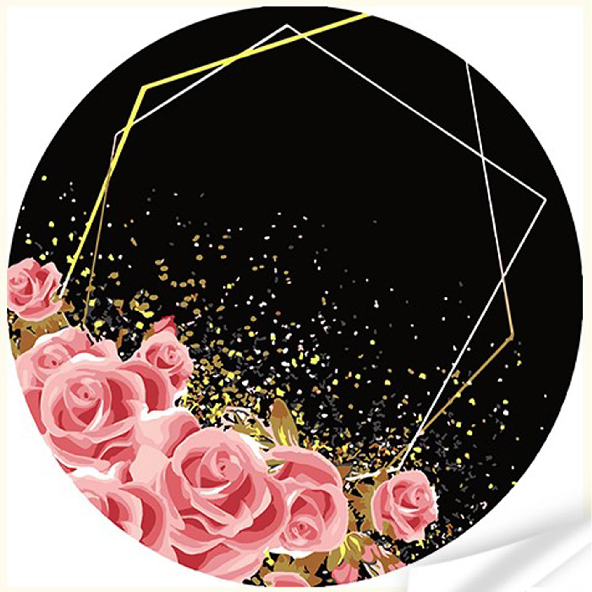 Tablou VINIL pe numere 30x30 cm "Mângâierea aurie a trandafirilor"