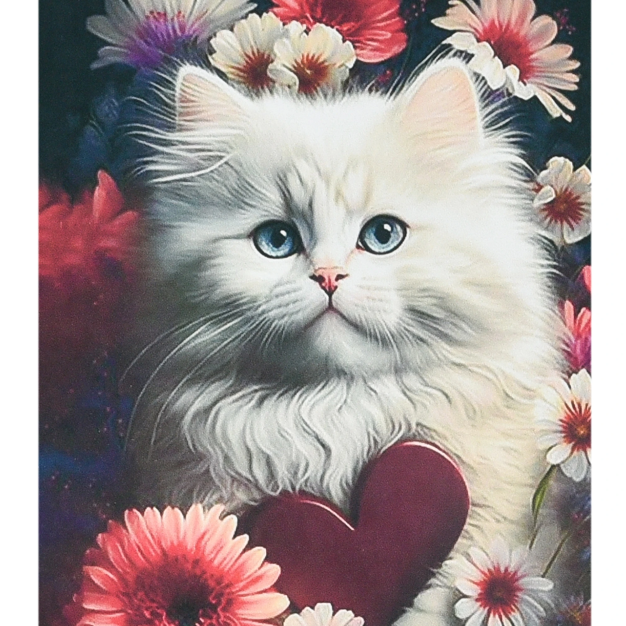 Mozaica cu Diamante 40x50 cm "Inima pisicii"