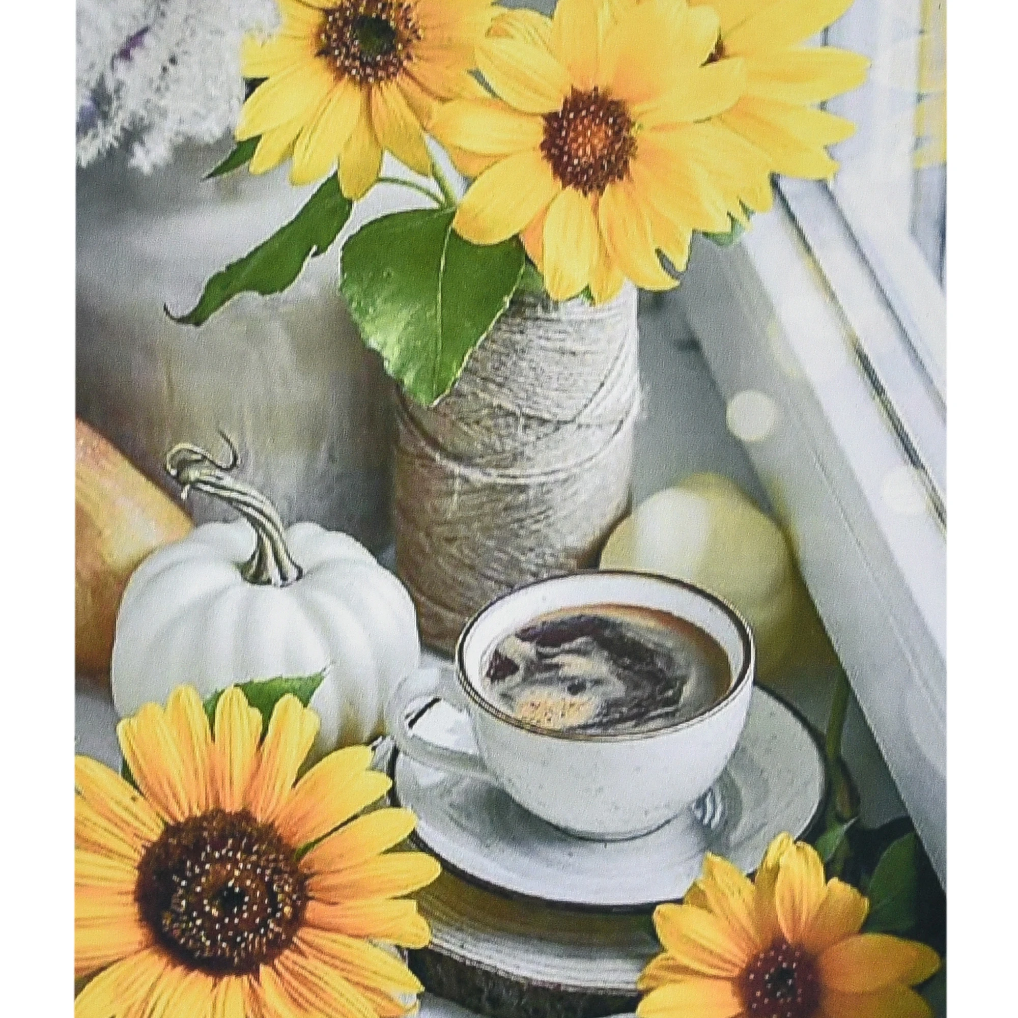 Mozaica cu Diamante 30x40 cm "Floarea-soarelui cu cafea"