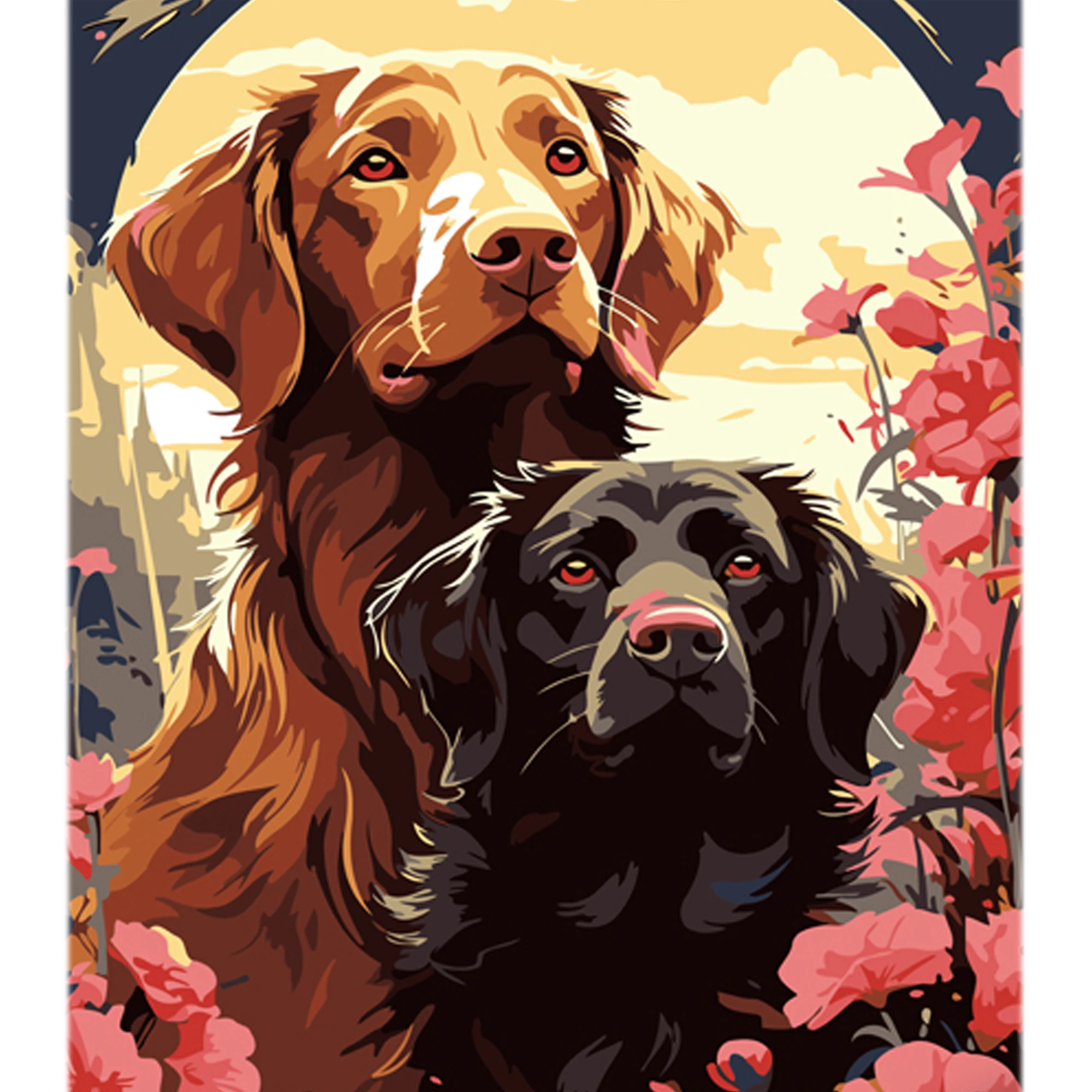 "Tablou pe numere 30x40 cm ""Perechea de căței"