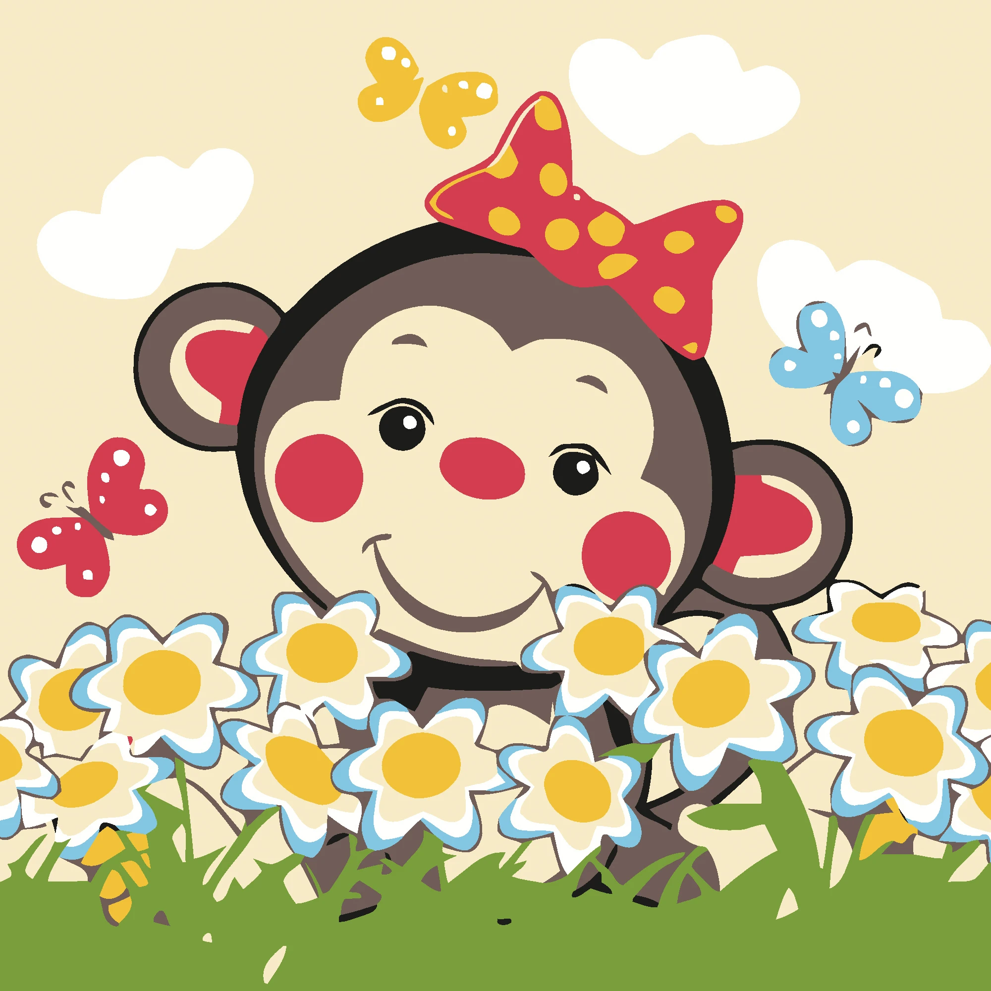 Tablou pe numere 20x20 cm "Pui de maimuță"