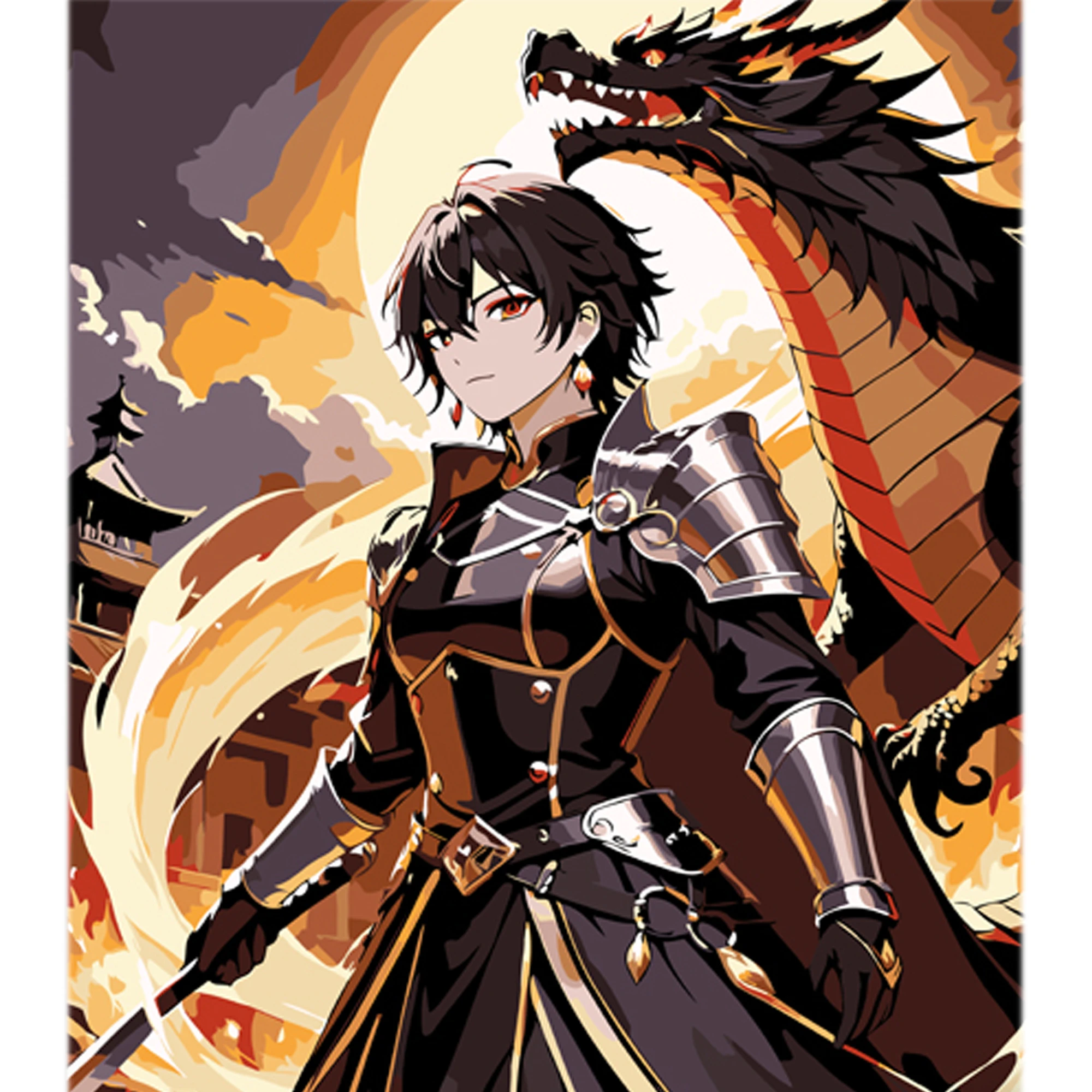 Tablou pe numere 30x40 cm "Anime. Putere si frumusețe"