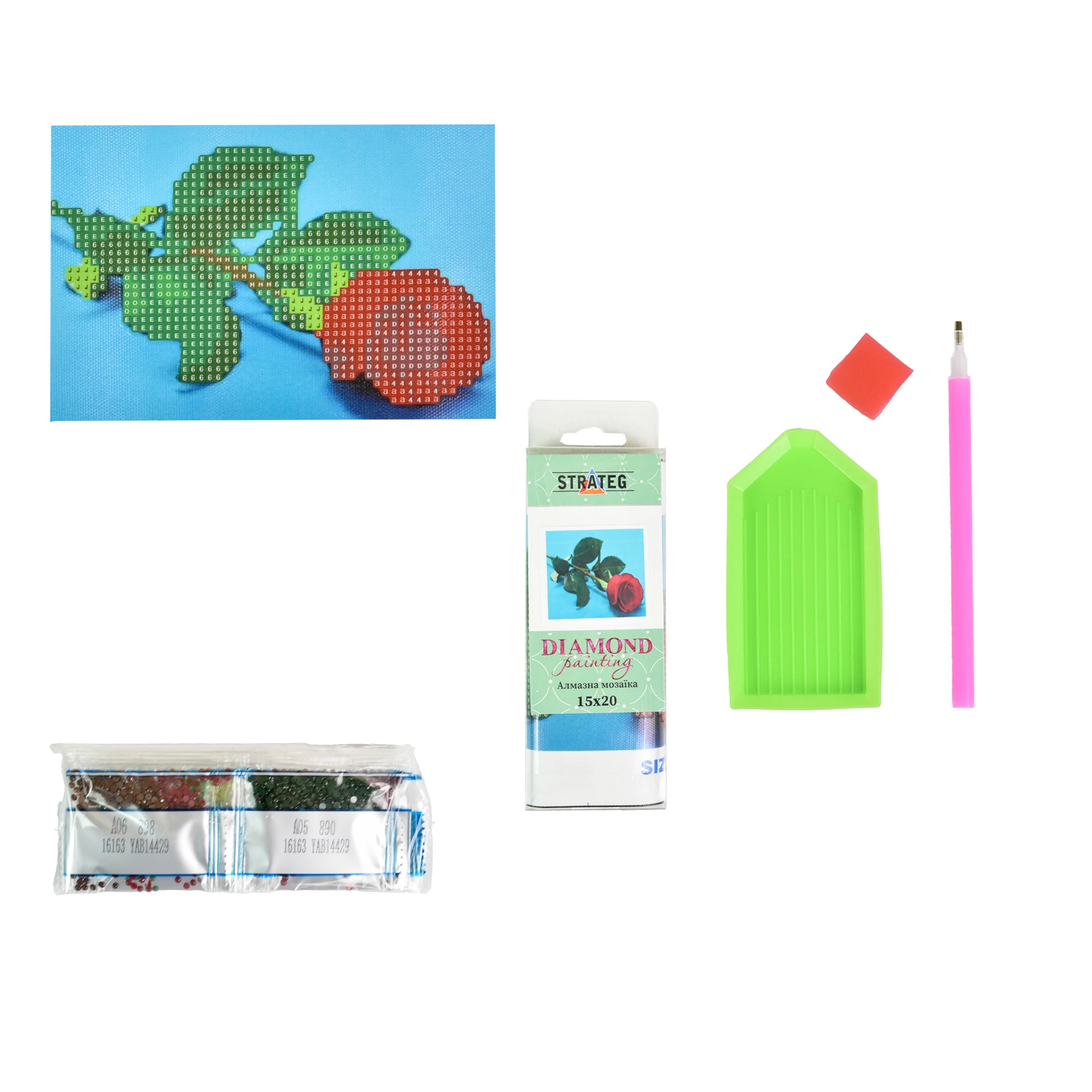 Mozaica cu Diamante 10x15 cm "Trandafir în mângâiere albastră"