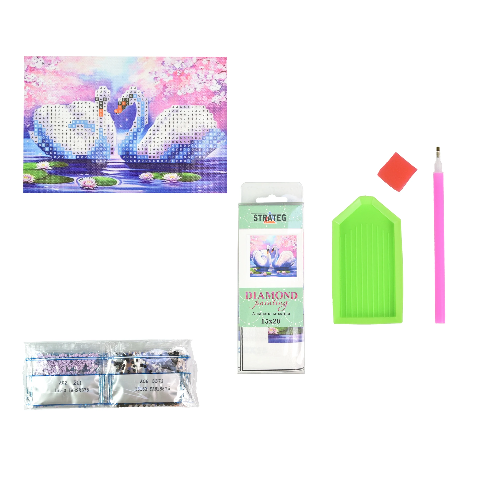 Mozaica cu Diamante 10x15 cm "Iubirea ca la lebede"