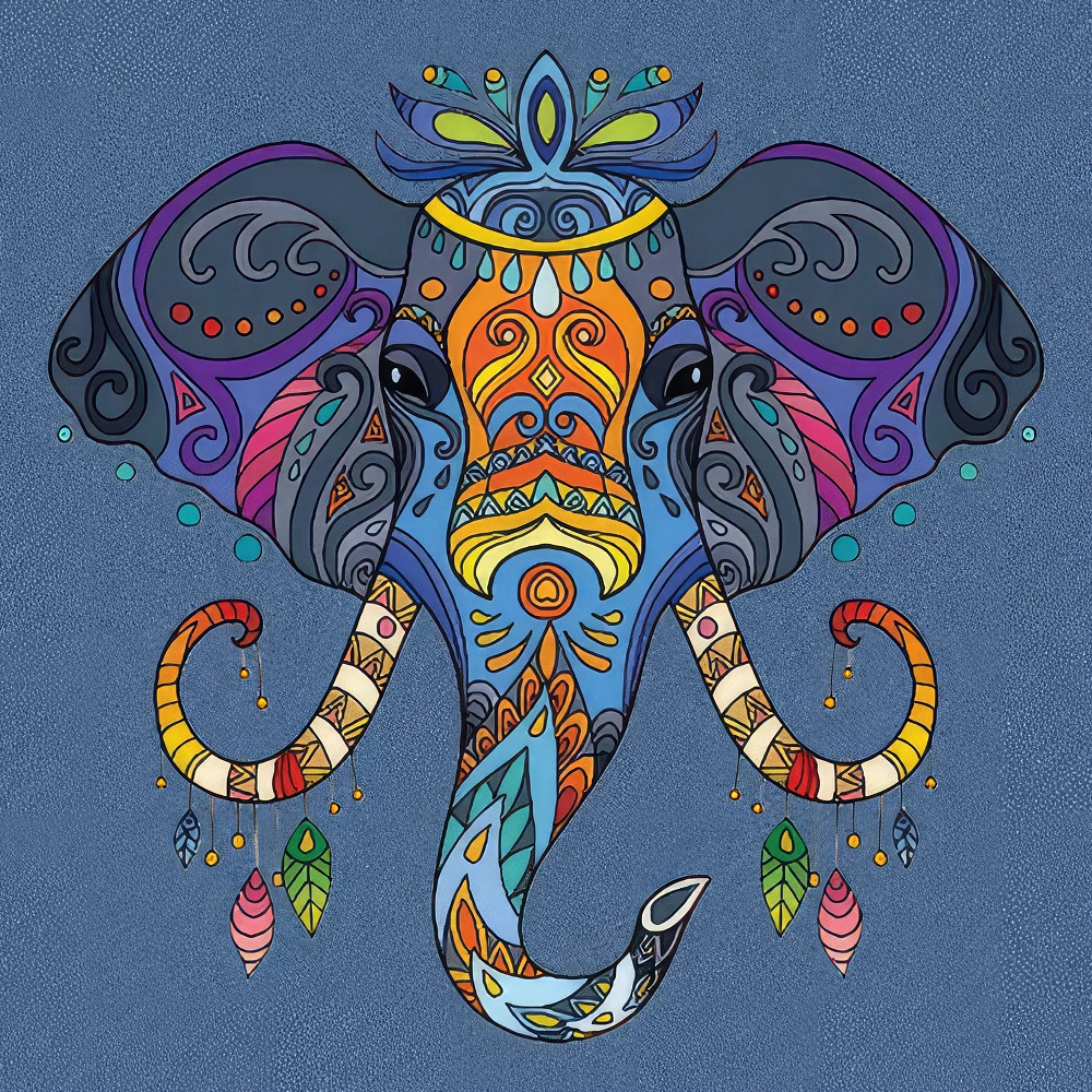 Set de desen Antistress 30x30 cm "Elefant asiatic"