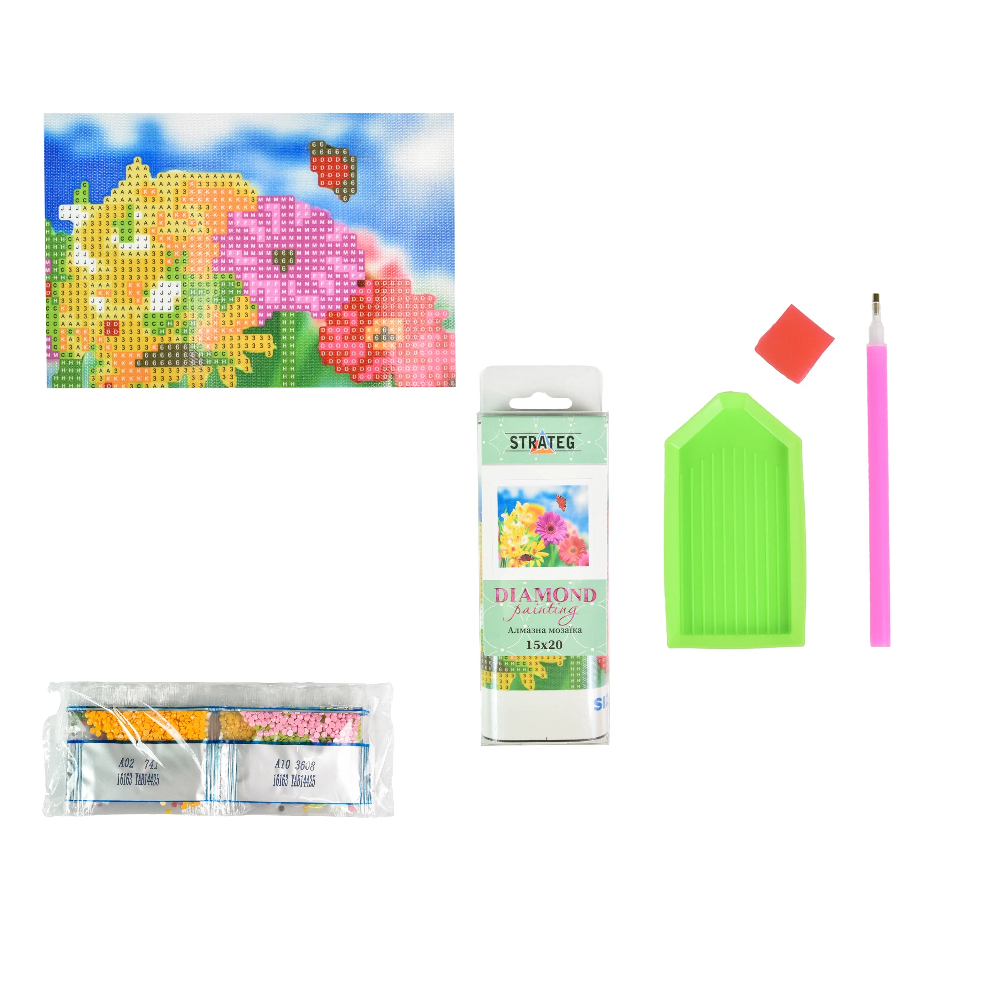 Mozaica cu Diamante 10x15 cm "Gerbera și fluturi"