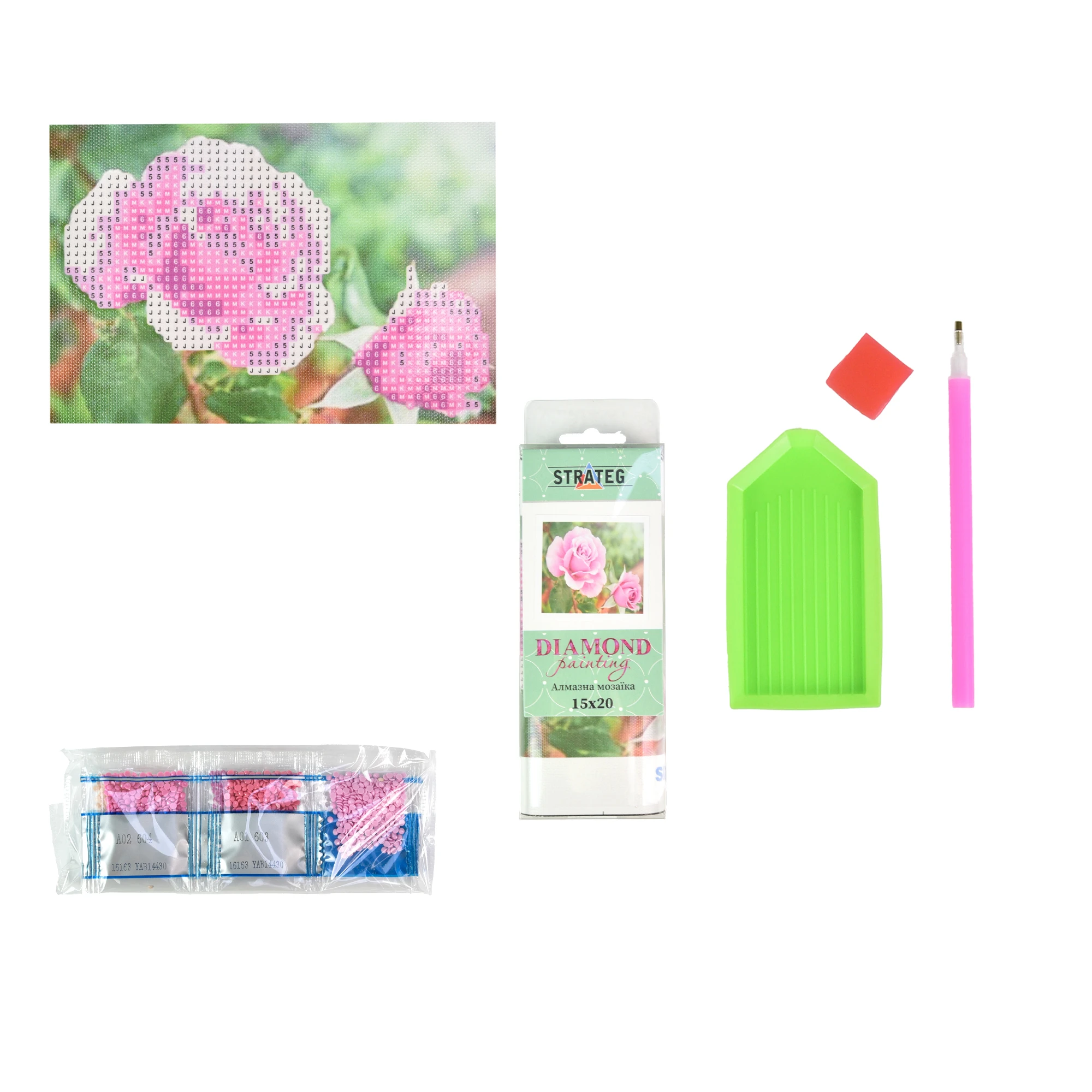 Mozaica cu Diamante 10x15 cm "Delicatețea trandafirilor roz"