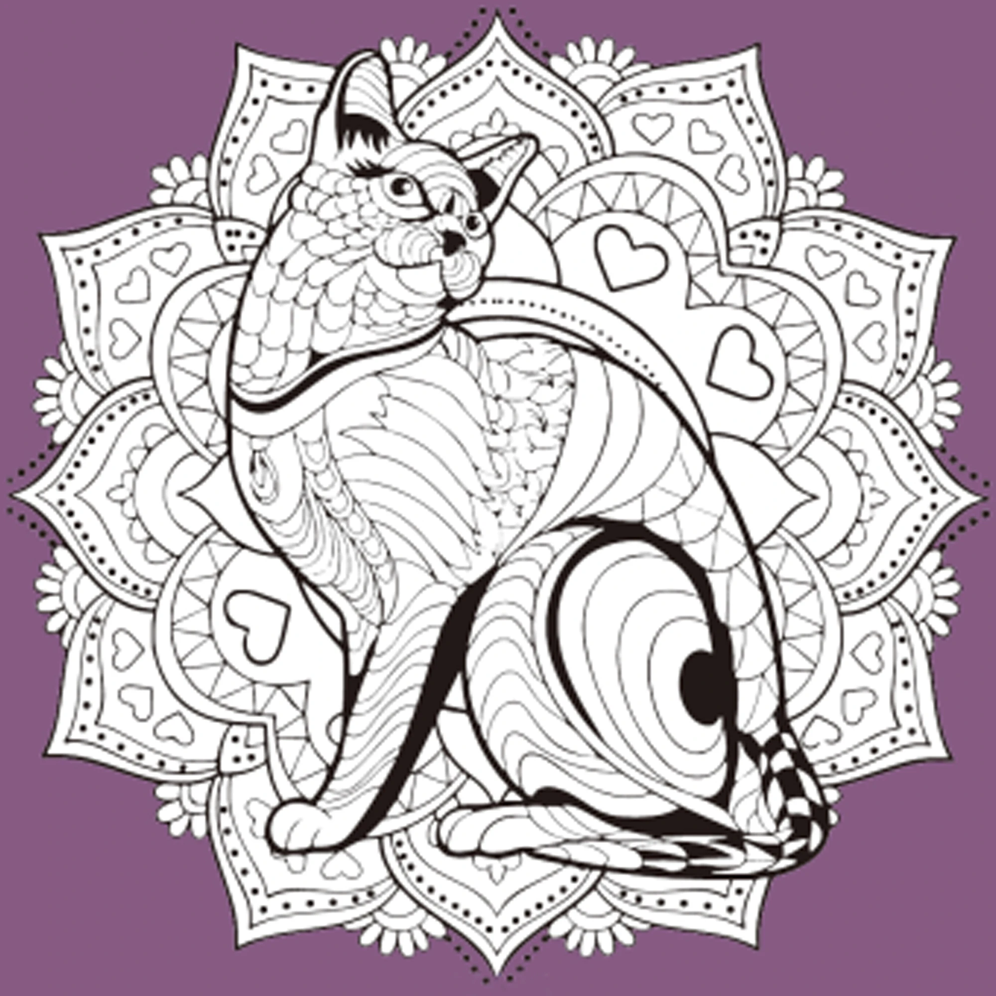 Set de desen Antistress 30x30 cm "Mandala cu pisică"