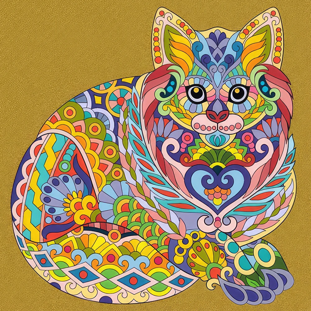 Set de desen Antistress 30x30 cm ""Mandala pisică"