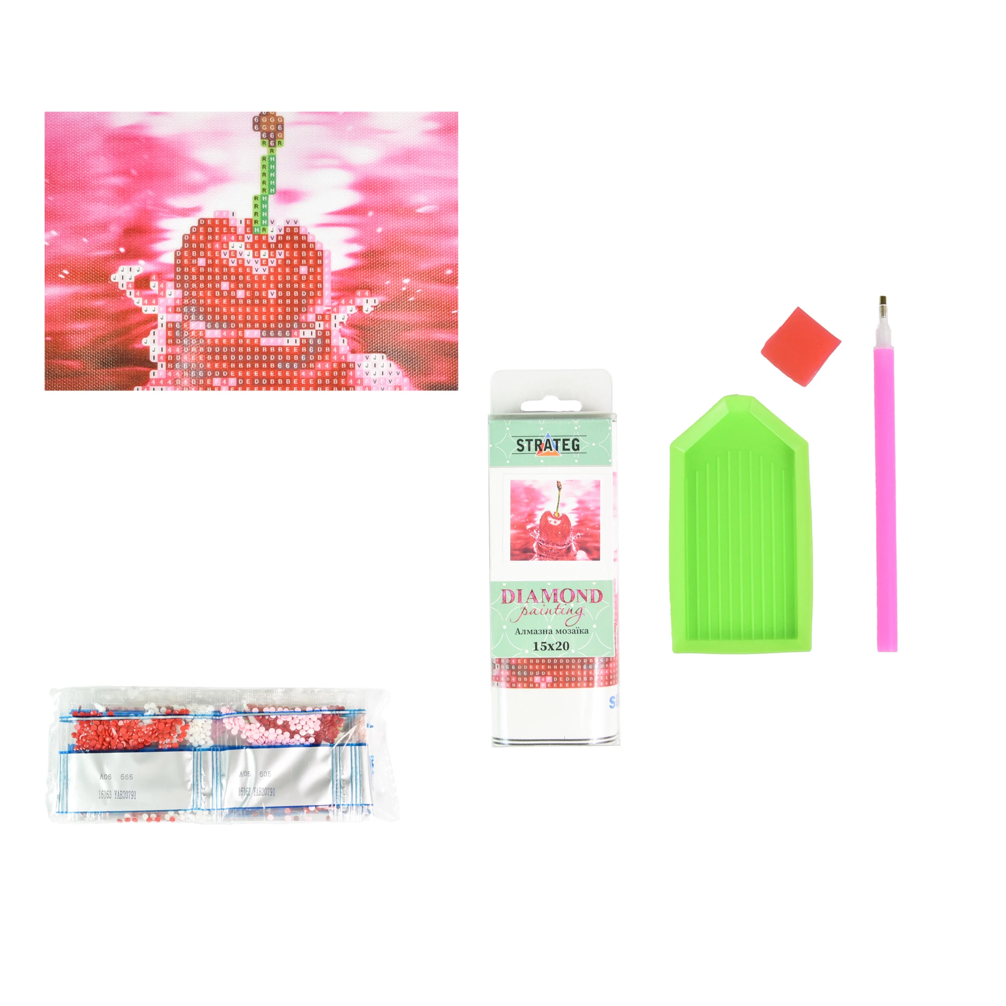 Mozaica cu Diamante 10x15 cm "Cireșe în reflexie"