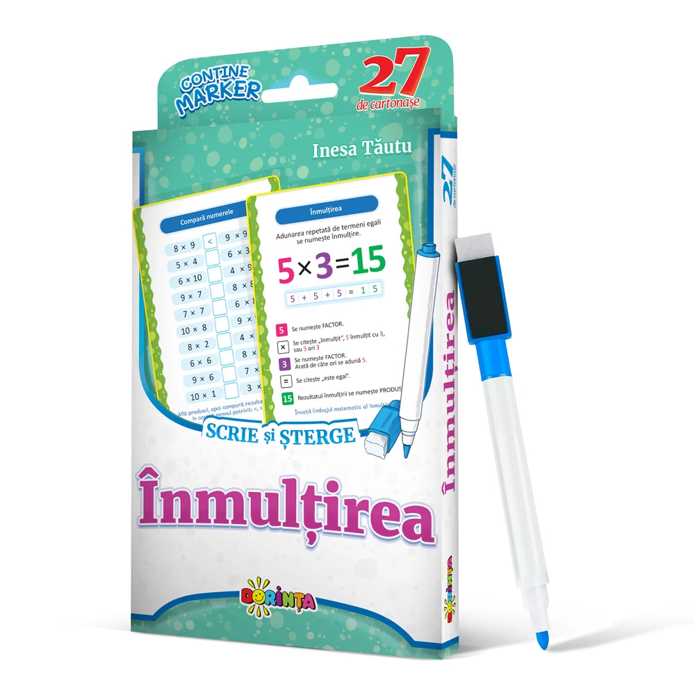27 de cartonașe. Scrie și șterge. Înmulțirea