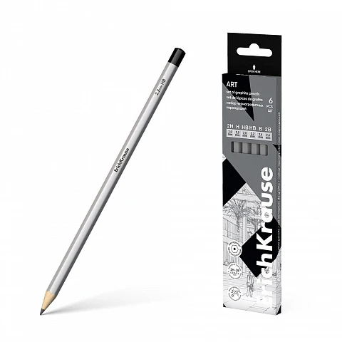 Creioane simple hexagonale 6 buc set ArtBerry 2H H HB B 2B 4B