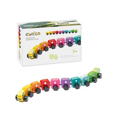 Jucarie din lemn "Omida-Curcubeu"(10 piese)