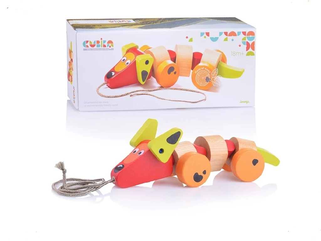 Jucarie din lemn pe sfoara "Catelus"