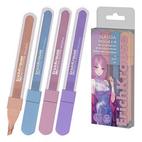 Markere evidentiatoare  set 4 buc. Visioline V-18 Manga