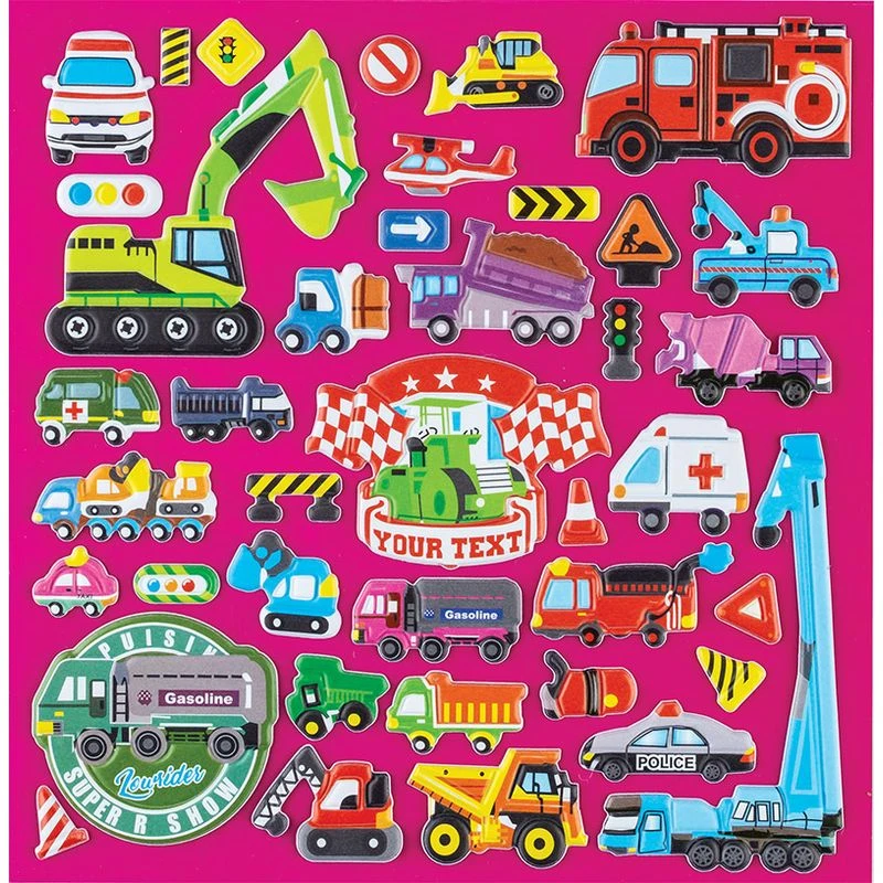 Abtibilduri decorative ZOO & CARS Puffy ,set 2 buc.190x190mm